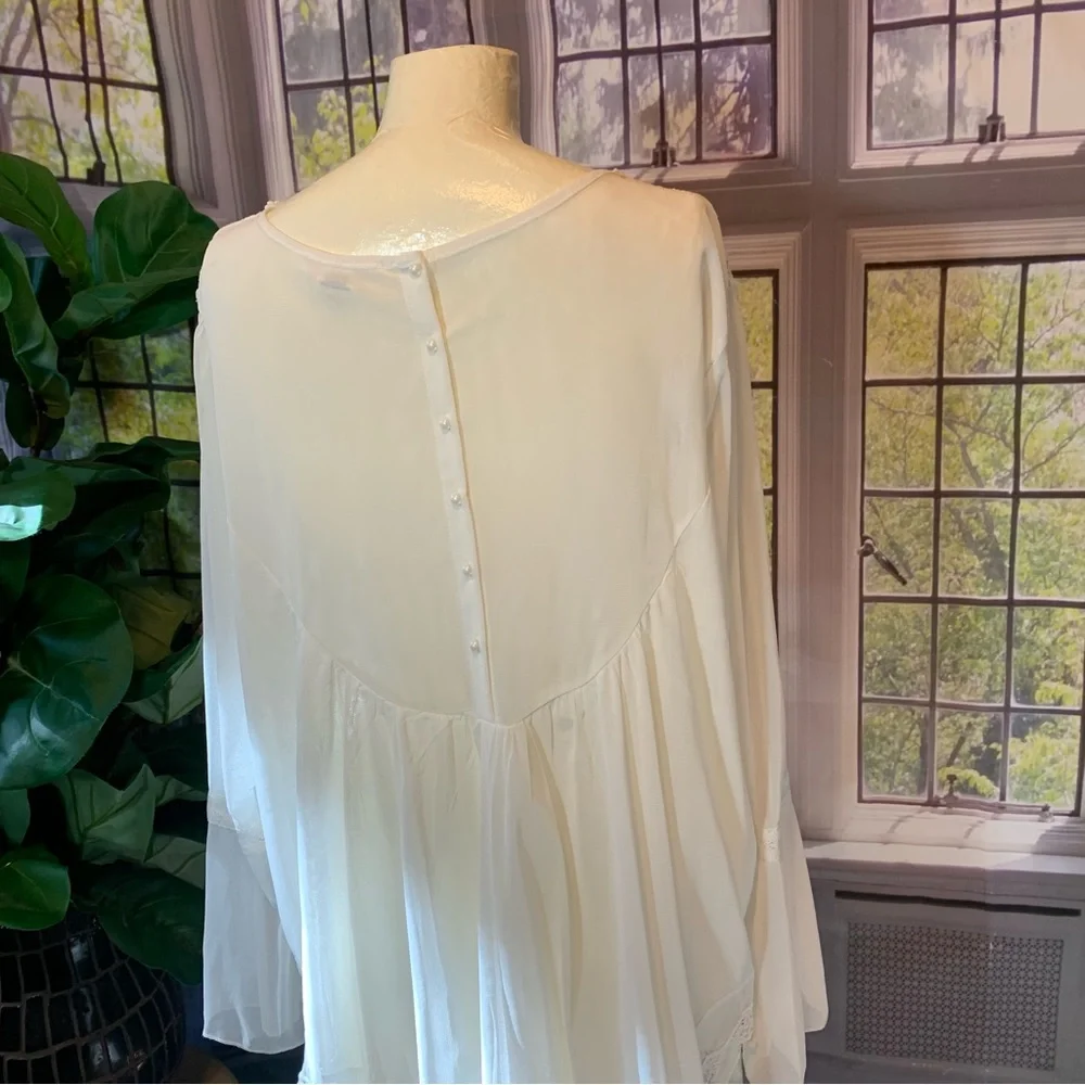 Indigo Thread Co Lace Embroidery Embroidered Off White Flowy Fancy Boho - Picture 9 of 15